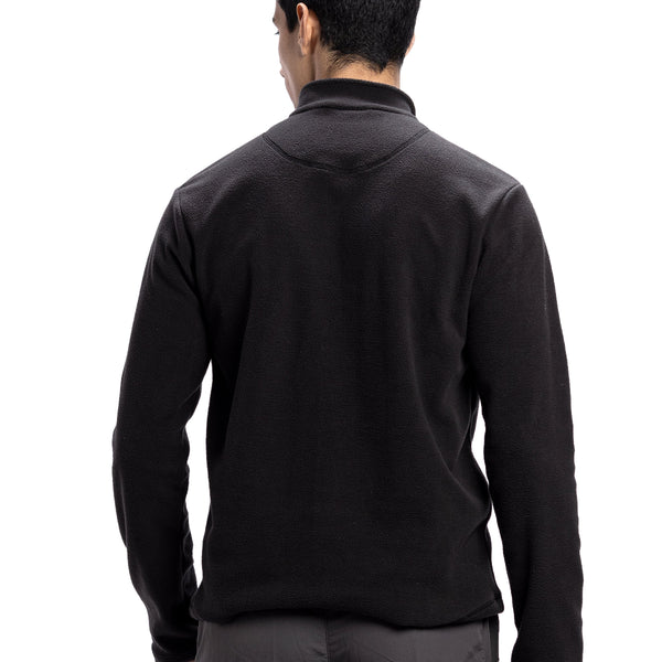Anti-Pilling Fleece Winter Jacket and Windcheater | Half Zip - Black - OutdoorTravelGear.com