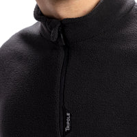Anti-Pilling Fleece Winter Jacket and Windcheater | Half Zip - Black - OutdoorTravelGear.com
