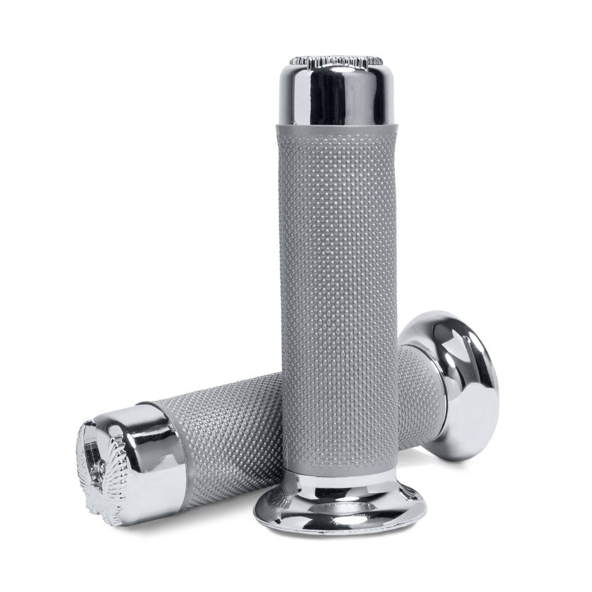 Custom Eagle Universal Motorcycle Handlebar Grips - Silver - OutdoorTravelGear.com