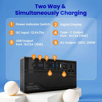 Compact Solar Power Station - 222Wh - 200Watt - 60000mAh - OutdoorTravelGear.com