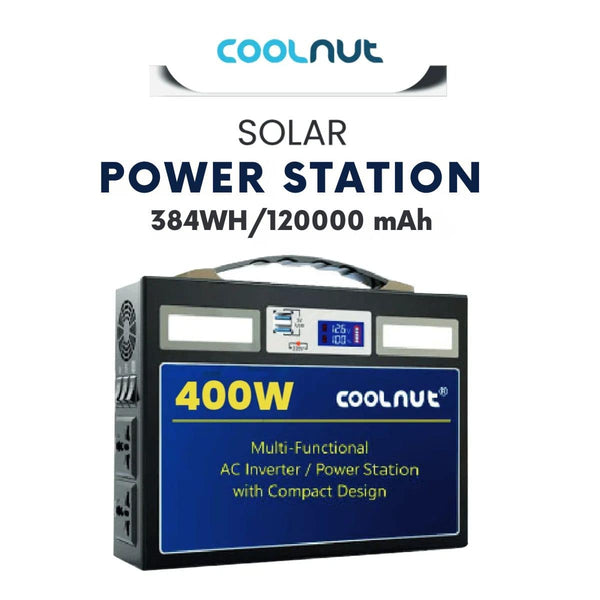 Compact Solar Power Station - 384Wh - 400Watt - 120000mAh - OutdoorTravelGear.com