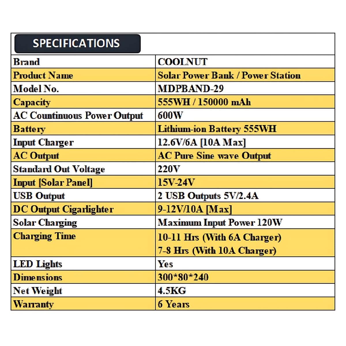 Compact Solar Power Station - 555Wh - 600Watt - 150000mAh - OutdoorTravelGear.com