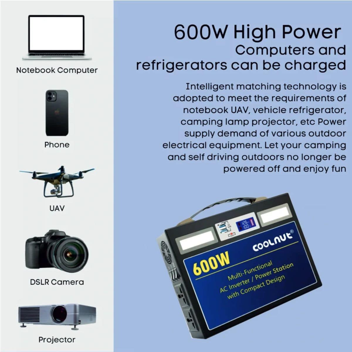 Compact Solar Power Station - 832Wh - 600Watt - 225000mAh - OutdoorTravelGear.com