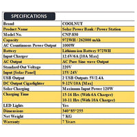 Compact Solar Power Station - 970Wh - 1000Watt - 262000mAh - OutdoorTravelGear.com