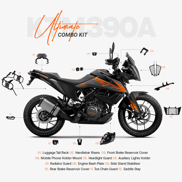 ADV TRIBE The Ultimate Combo Kit of 12 Accessories for KTM 390 Adventure - OutdoorTravelGear.com