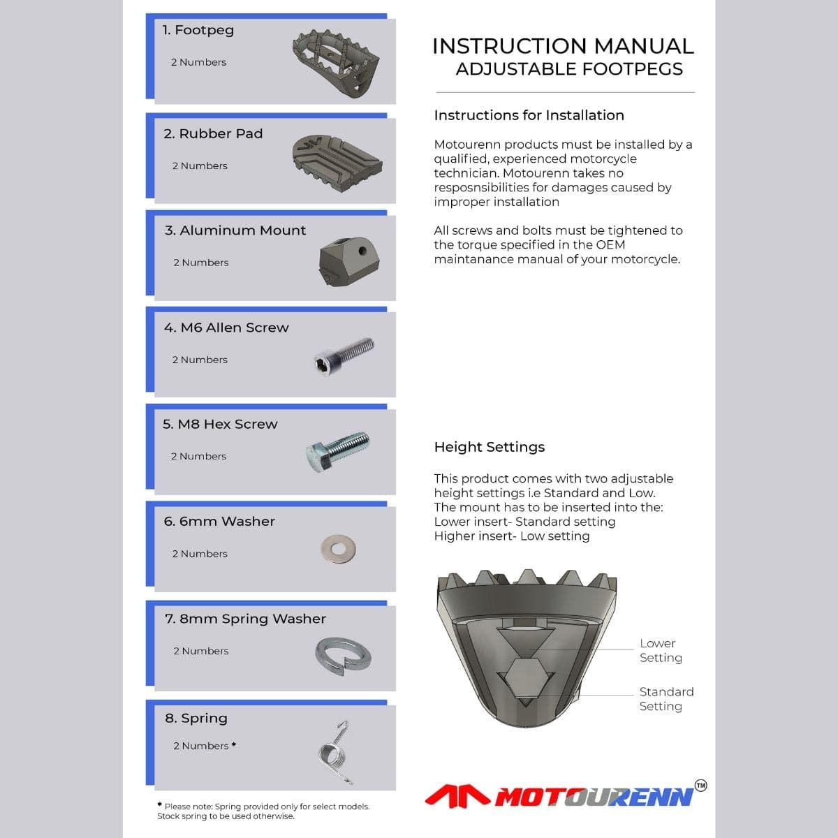 Kawasaki Versys 650 Adventurist Premium Adjustable Foot Pegs - OutdoorTravelGear.com