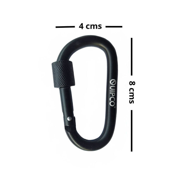 Coral Screwgate Accessory Carabiner - 8cms - Black - OutdoorTravelGear.com