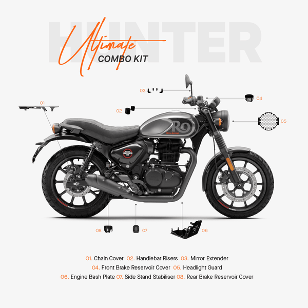 ADV TRIBE The Ultimate Combo Kit of 8 Accessories for Royal Enfield Hunter 350 - OutdoorTravelGear.com