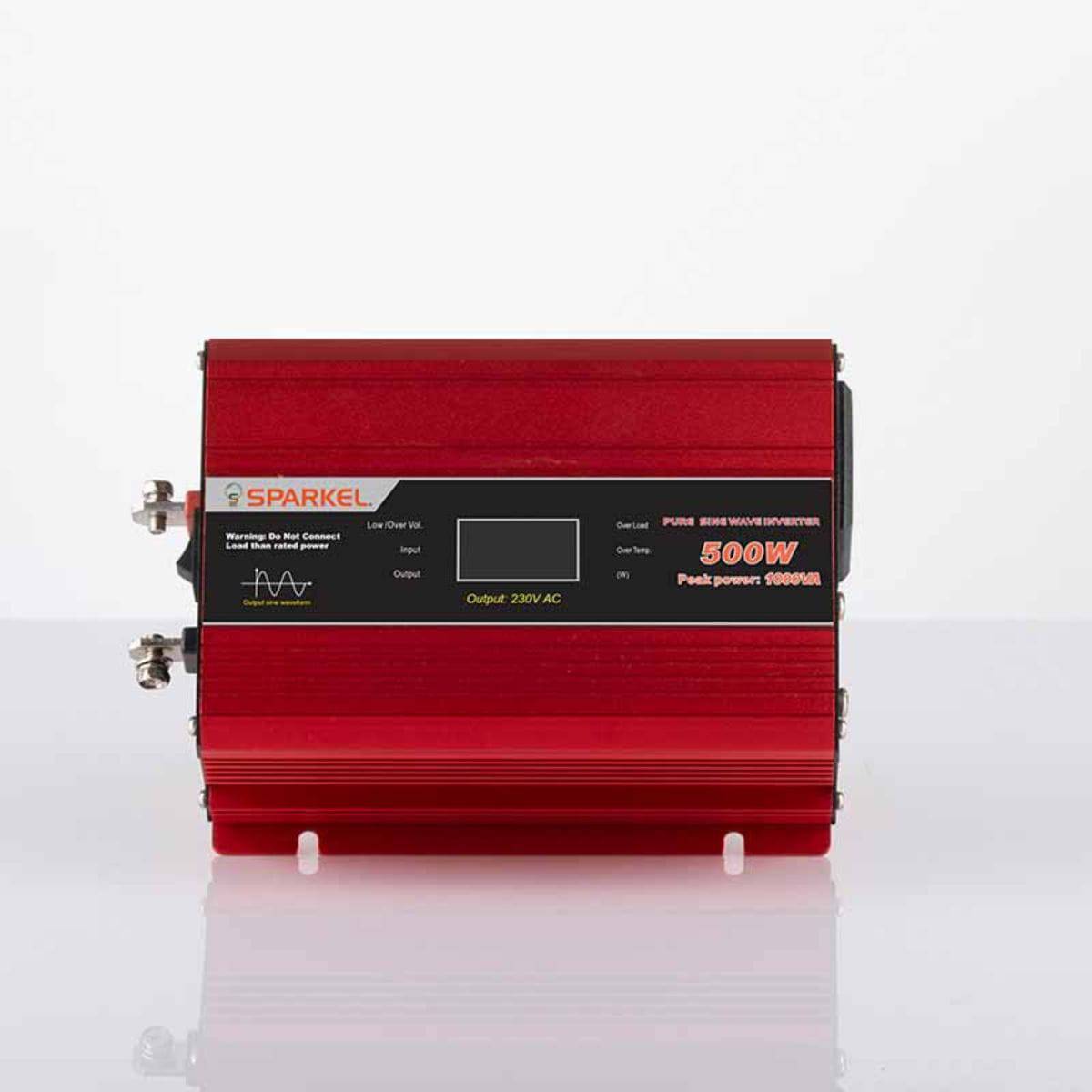 Solar Compact Car Inverter - 12V DC to 230V AC Pure Sine Wave - Output 500W - OutdoorTravelGear.com