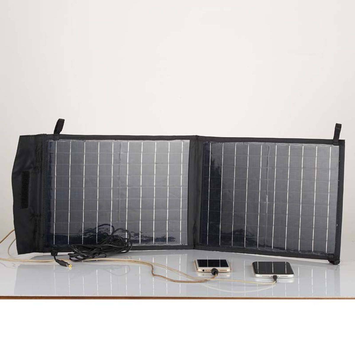 Foldable Solar Panel - 2 Folds with USB Port & DC Output - 27W - OutdoorTravelGear.com