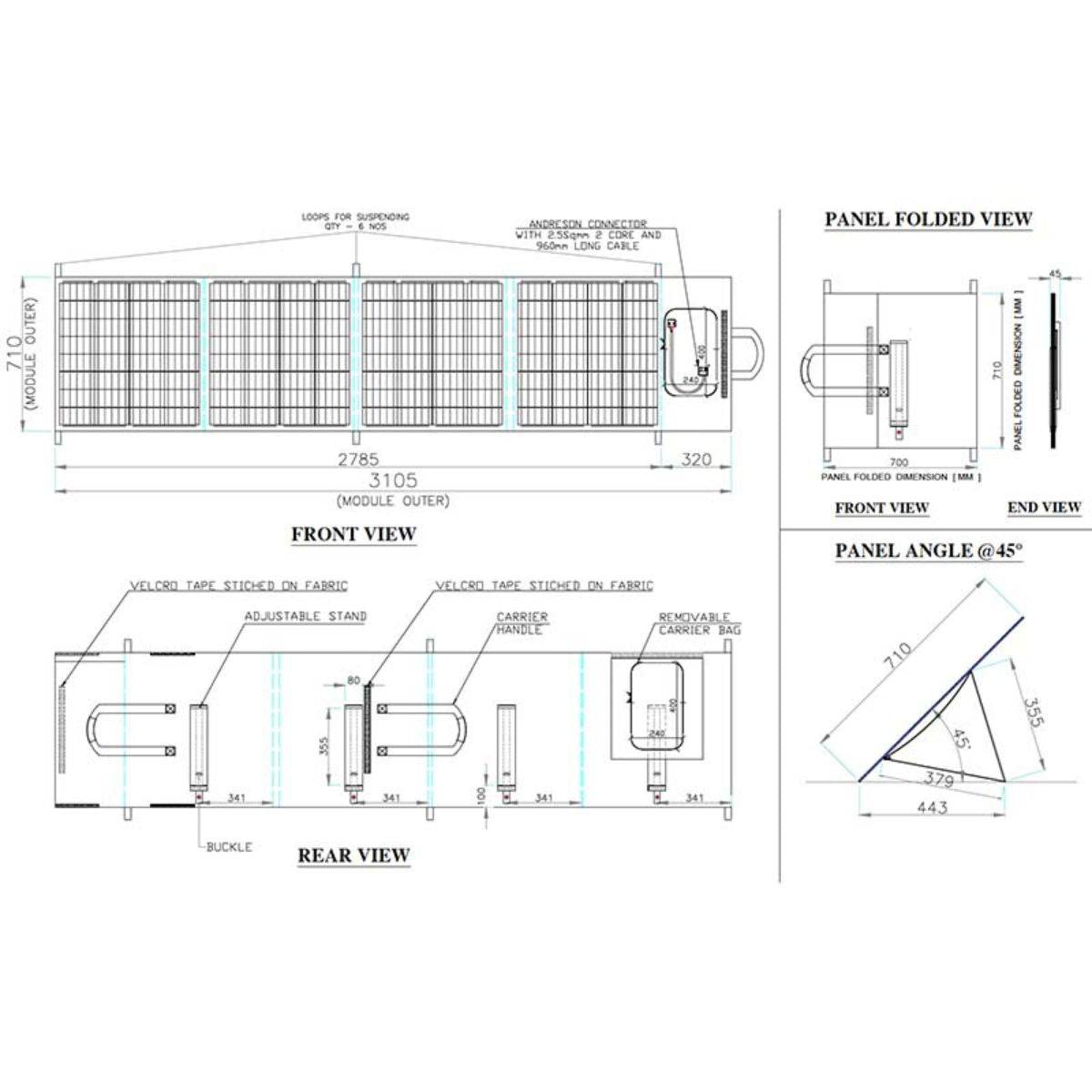 Foldable Solar Panel - 4 Folds with Stand - 12V 340W - OutdoorTravelGear.com