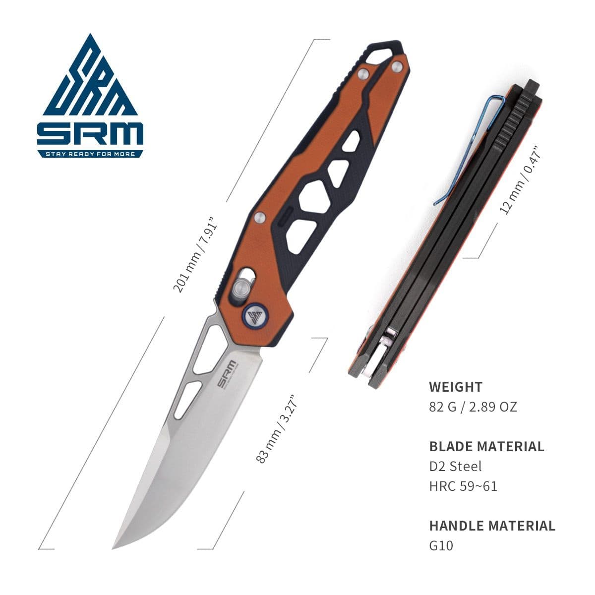 Mecha Pocket Folding Knife 9225-GJ - Orange - OutdoorTravelGear.com