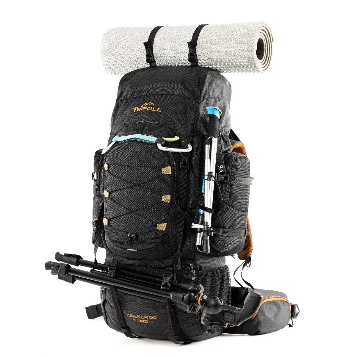 Walker Pro Trekking and Hiking Rucksack - 60 Litre - Black - OutdoorTravelGear.com