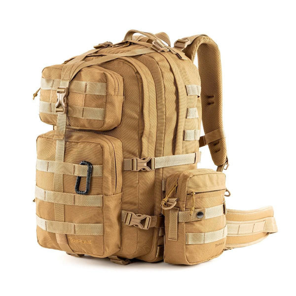 Alfa Military Tactical Backpack with Sling Bag Attachment - 45 Litres - Khaki - OutdoorTravelGear.com