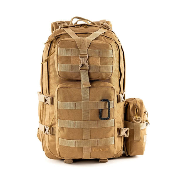 Alfa Military Tactical Backpack with Sling Bag Attachment - 45 Litres - Khaki - OutdoorTravelGear.com