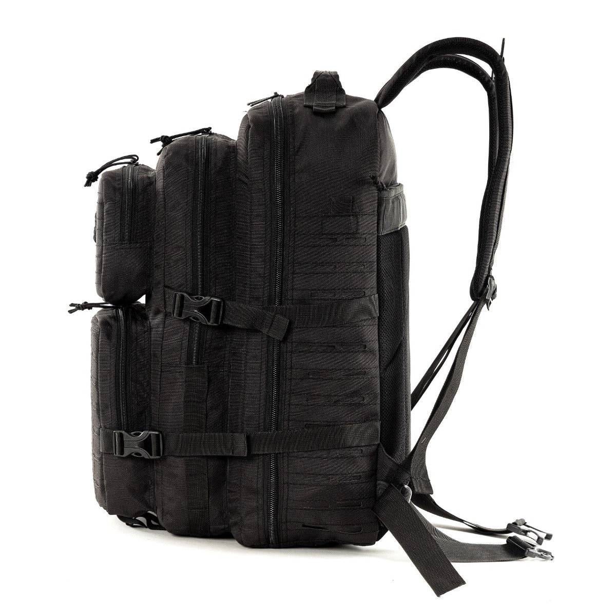 Force Plus Tactical Army Backpack with Laser-cut MOLLE - 50 Litres - Black - OutdoorTravelGear.com