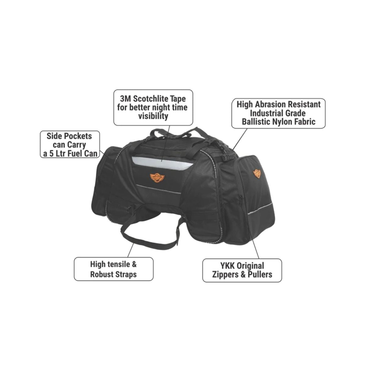 Rhino 70L Tail Bag with Rain Cover and Dry Bag - Black - 12