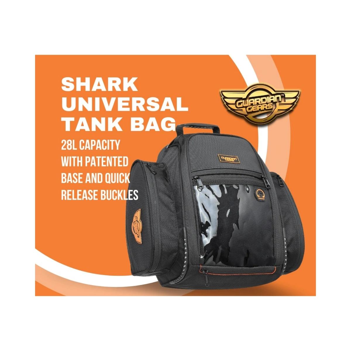 Shark Universal 28L Tank Bag with Rain Cover - Black - 11