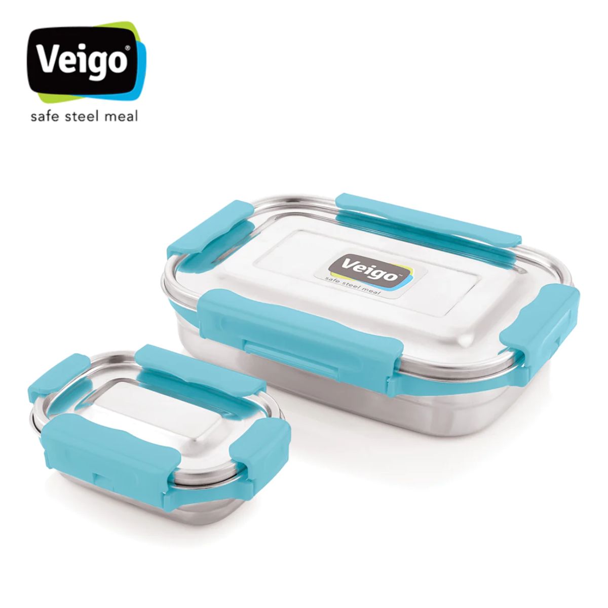 Adventure Ready MaxoSteel Camping Tiffin Box with Insulated Pouch - Jumbo - Aqua Blue 1