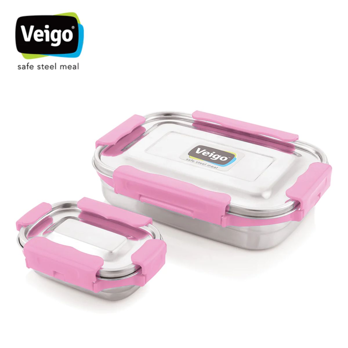 Adventure Ready MaxoSteel Camping Tiffin Box with Insulated Pouch - Jumbo - Pink 1