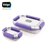 Adventure Ready MaxoSteel Camping Tiffin Box with Insulated Pouch - Jumbo - Violet 1