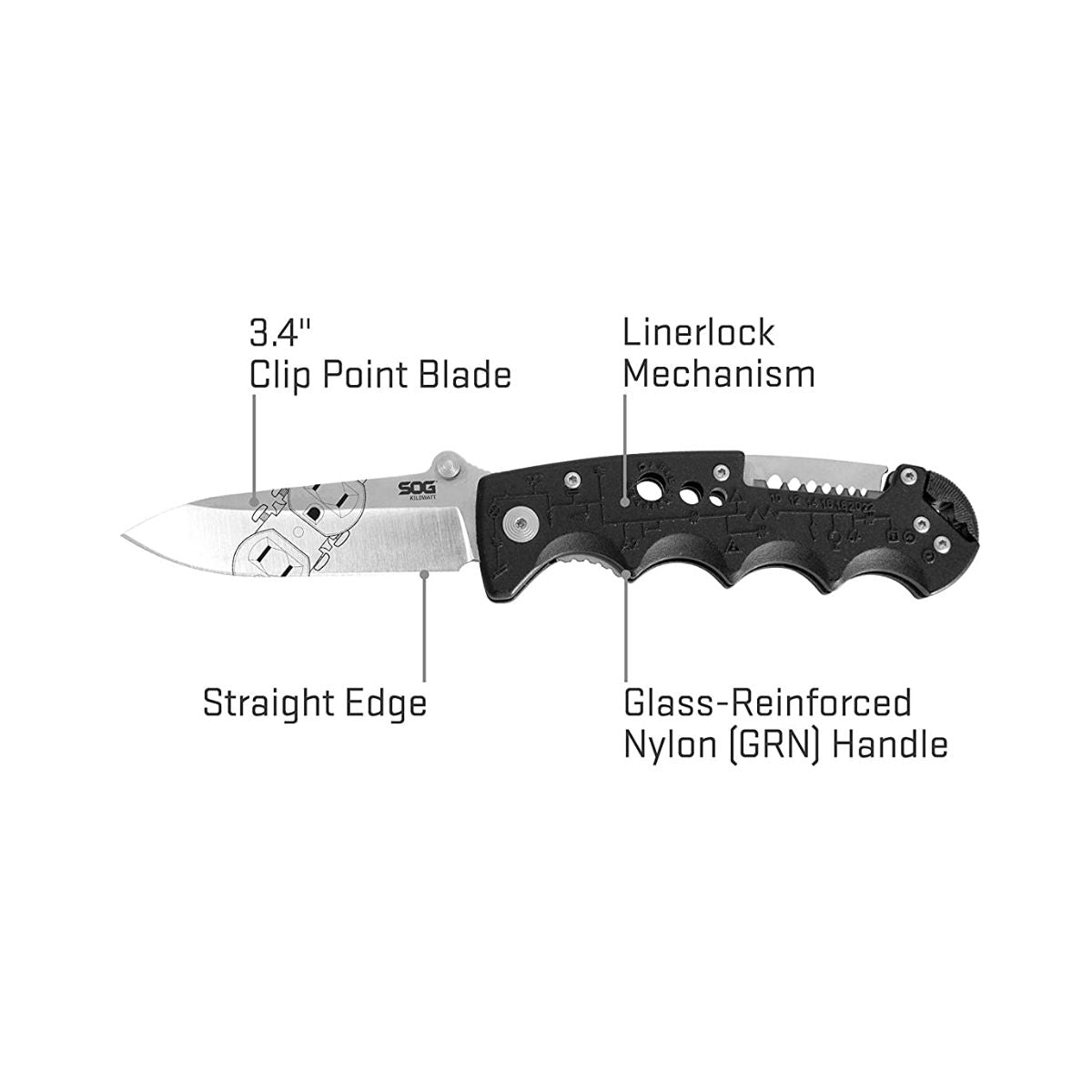SOG Kilowatt Clip Point Folding Knife - EL01-CP - Outdoor Travel Gear 2