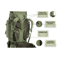Colonel Series Rucksack + Detachable Day Pack & Rain Cover - 95 Litres - Army Green 10