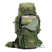 Colonel Pro Metal Frame Rucksack + Detachable Bag & Rain Cover - 105 Litres - Army Green 3