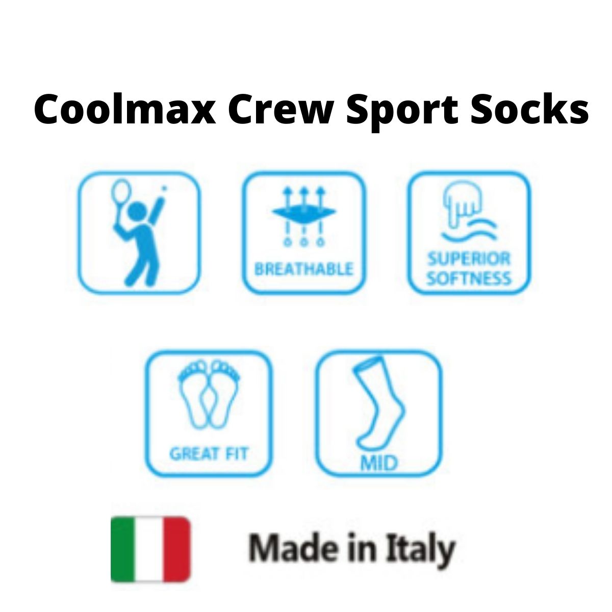 Horizon Socks Coolmax Crew Sport Socks - Pack of 5