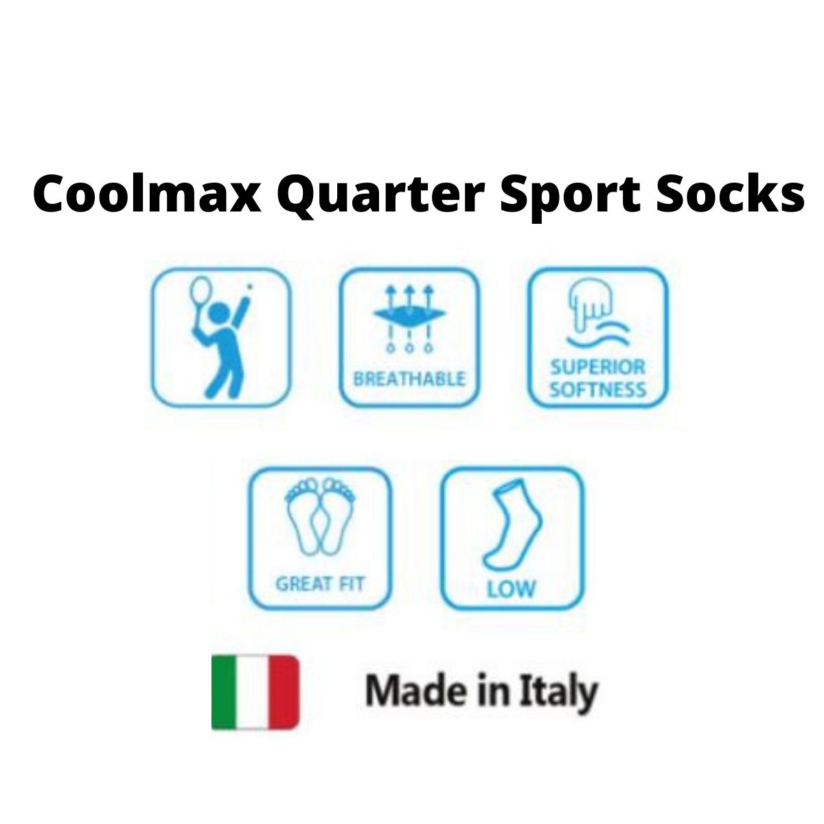 Coolmax Quarter Sport Socks | UK 3 1/2 - 7 | EU 36 - 40