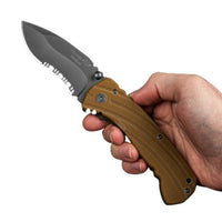 Black Fox Frame Lock Folding G10 Titanium Knife - BF-116 - Tan Brown 4