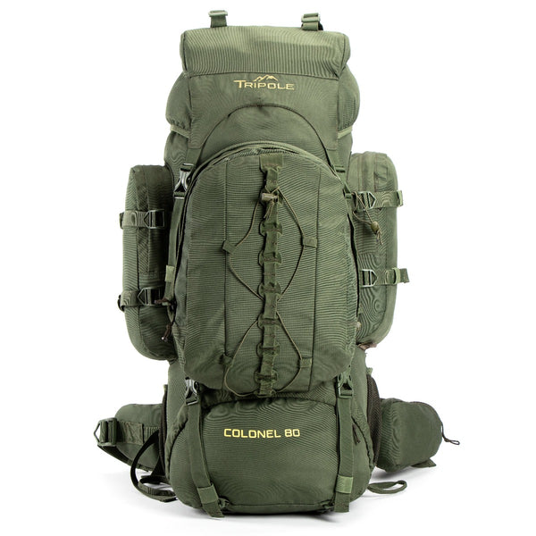 Colonel Series Rucksack + Detachable Day Pack & Rain Cover - 80 Litres- Army Green 1