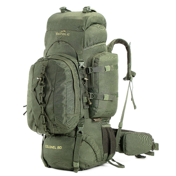 Colonel Series Rucksack + Detachable Day Pack & Rain Cover - 80 Litres- Army Green 2