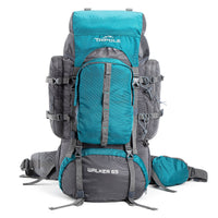 Walker Trekking and Backpacking Rucksack - 65 Litre - Grey & Sea Green 1