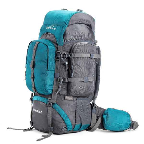 Walker Trekking and Backpacking Rucksack - 65 Litre - Grey & Sea Green 2