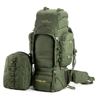 Colonel Series Rucksack + Detachable Day Pack & Rain Cover - 95 Litres - Army Green 3