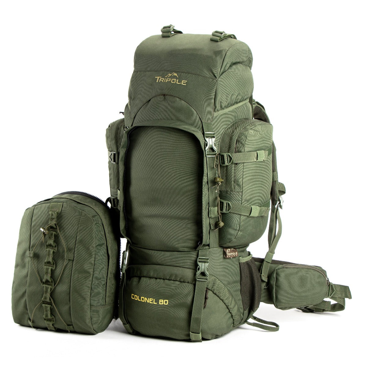 Colonel Series Rucksack + Detachable Day Pack & Rain Cover - 80 Litres- Army Green 6