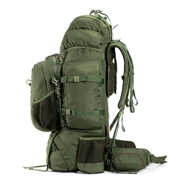 Colonel Pro Metal Frame Rucksack + Detachable Bag & Rain Cover - 90 Litres - Army Green 2