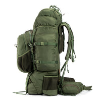 Colonel Pro Metal Frame Rucksack + Detachable Bag & Rain Cover - 105 Litres - Army Green 4
