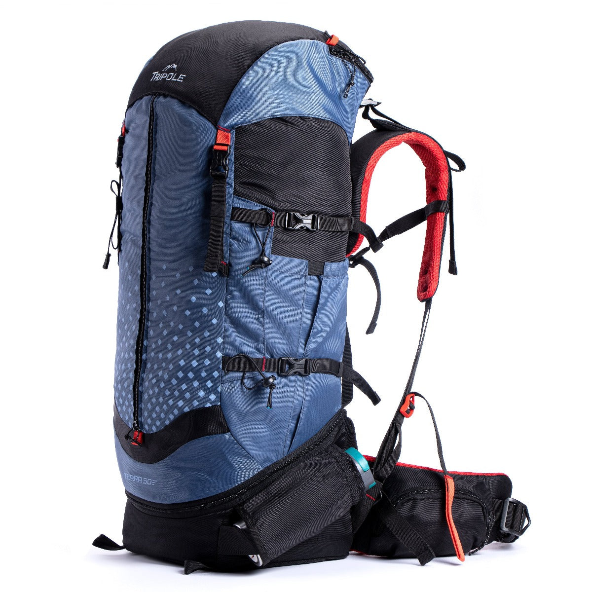 Tripole Terra Metal Frame Backpacking and Trekking Rucksack with Rain Cover - Blue - 50 Litres 1