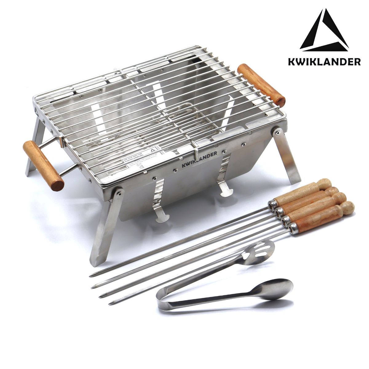 Traveler Foldable Charcoal Barbeque Grill & Top Food Grate Accessory with 4 Skewers 1