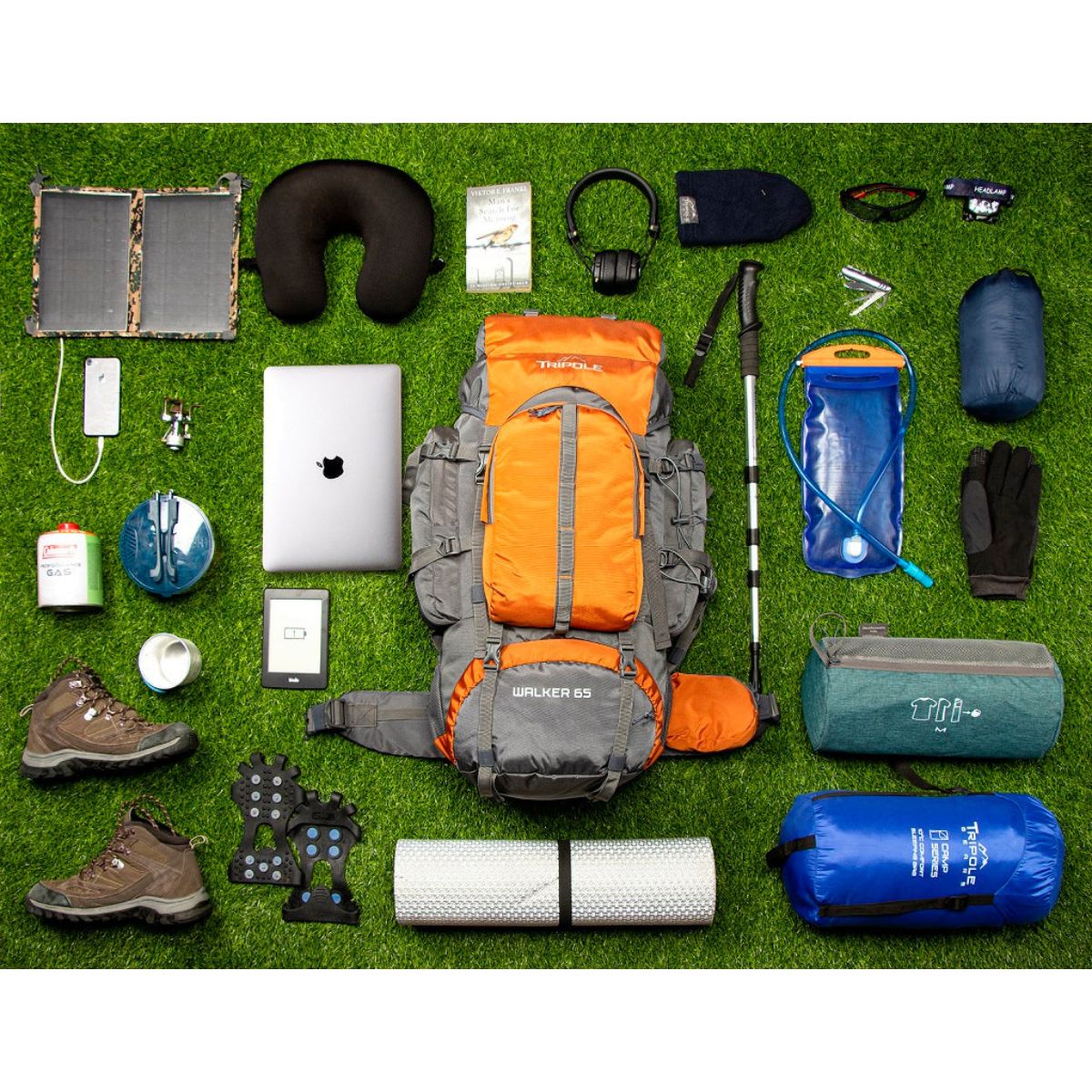 Walker Trekking and Backpacking Rucksack - 65 Litre - Grey & Orange 13