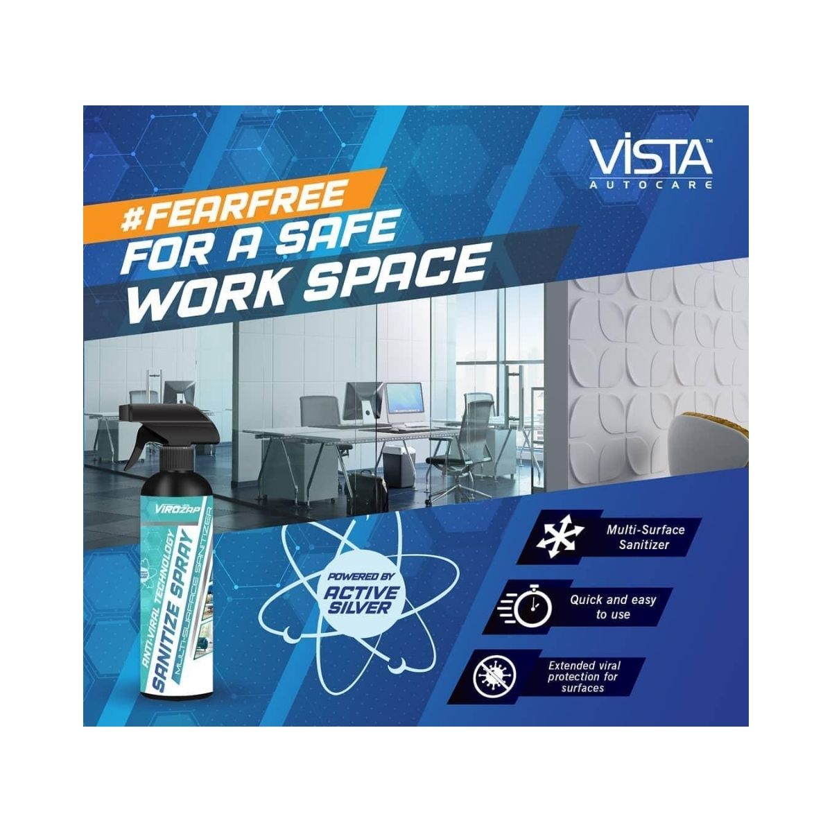 Vista Auto Care: Virozap Sanitize Spray (500 ML) - Outdoor Travel Gear 3